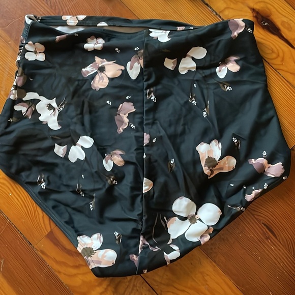 Striped Swim Suit with Floral High Waisted Bottoms - Picture 3 of 7